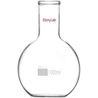 stonylab Matraz Fondo Plano- Matraz de Destilacion de Pared Gruesa de Cristal de Borosilicato RBF con Cuello Largo- Flat…